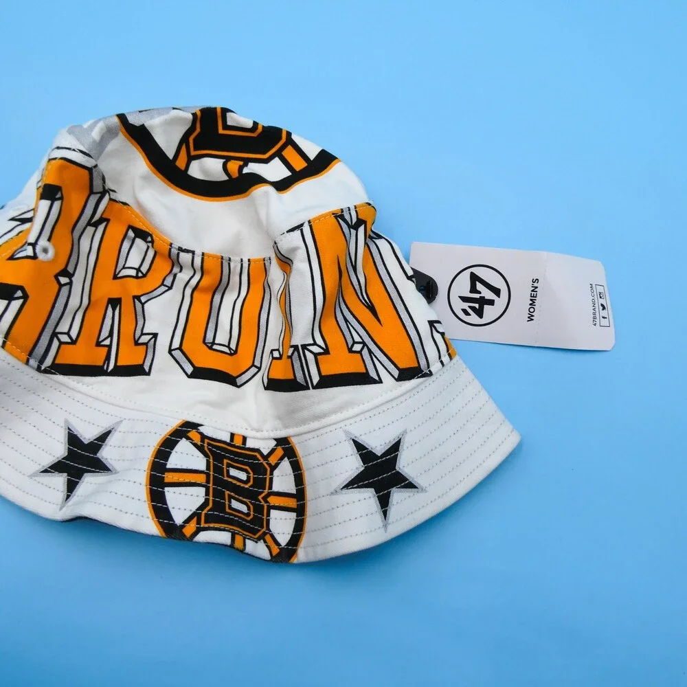 '47 Brand Boston Bruins Bucket Hat Womens One Size Adult White Basketball NBA‎